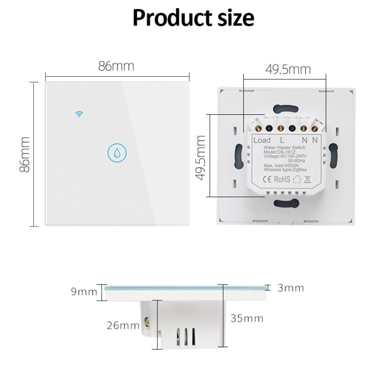 ZigBee 20A Water Heater Switch Black High Power Time Voice Control EU Plug - Smart Switch by PMC TechLife | Online Shopping South Africa | PMC TechLife | Buy Now Pay Later Mobicred