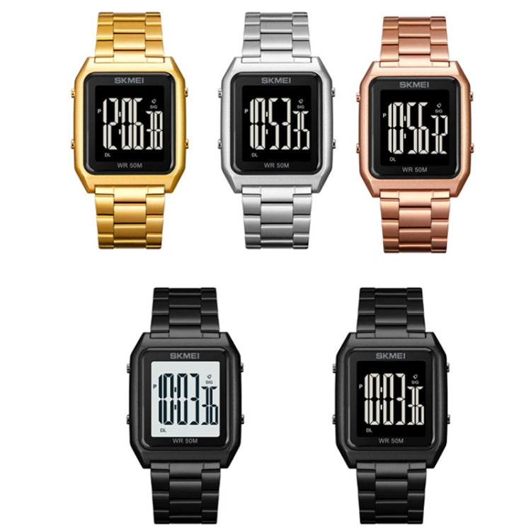 SKMEI 1879 Square Large Screen Men Steel Belt Multi-function EL Luminous Watch, Color: Rose Gold - free shipping - PMC TechLife - Order now!