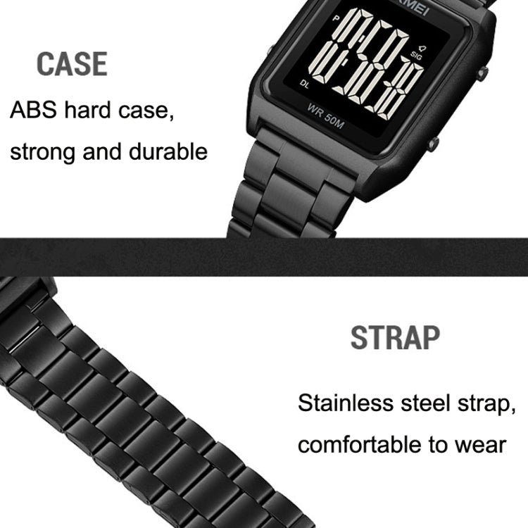 SKMEI 1879 Square Large Screen Men Steel Belt Multi-function EL Luminous Watch, Color: Rose Gold - free shipping - PMC TechLife - Order now!