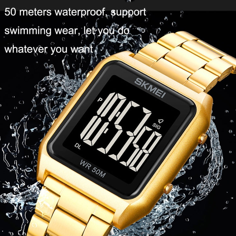 SKMEI 1879 Square Large Screen Men Steel Belt Multi-function EL Luminous Watch, Color: Rose Gold - free shipping - PMC TechLife - Order now!