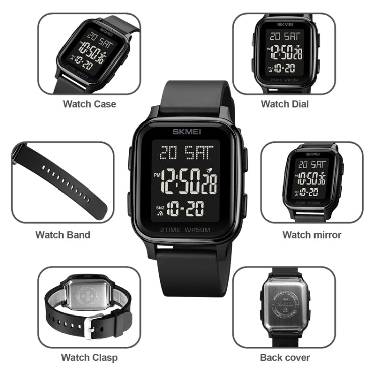 SKMEI 1858 Square Waterproof Digital Dual Display LED Luminous Watch(Rose Gold) - free shipping - PMC TechLife - Order now!