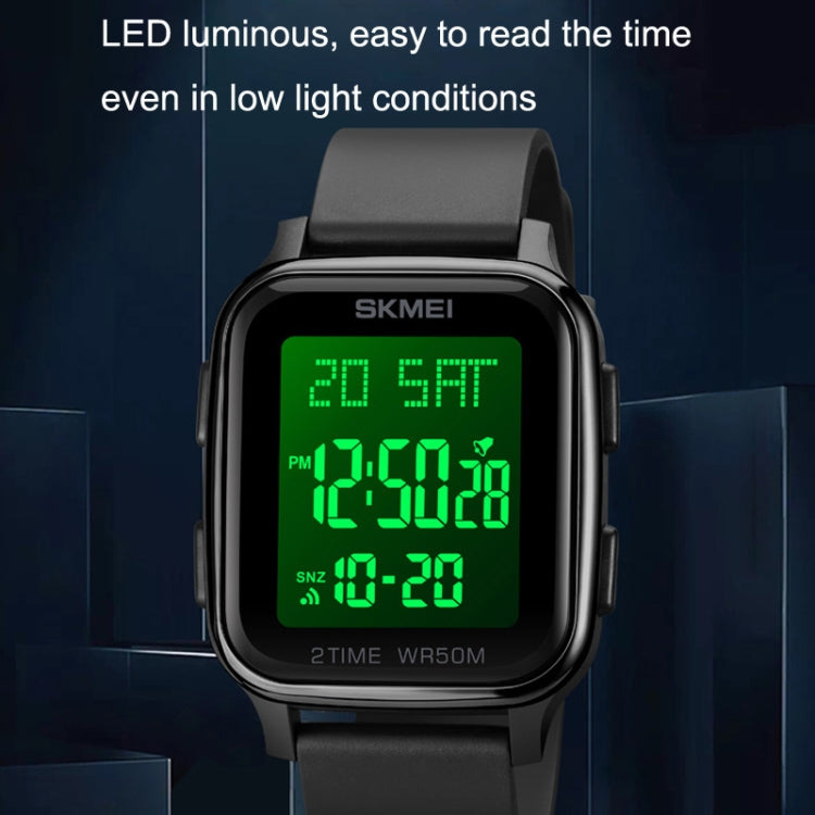 SKMEI 1858 Square Waterproof Digital Dual Display LED Luminous Watch(Black) - free shipping - PMC TechLife - Order now!