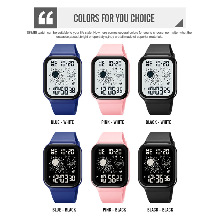 SKMEI 1863 Multifunctional Astronaut Student Digital Sports Square Watch(Black White Machine) - free shipping - PMC TechLife - Order now!