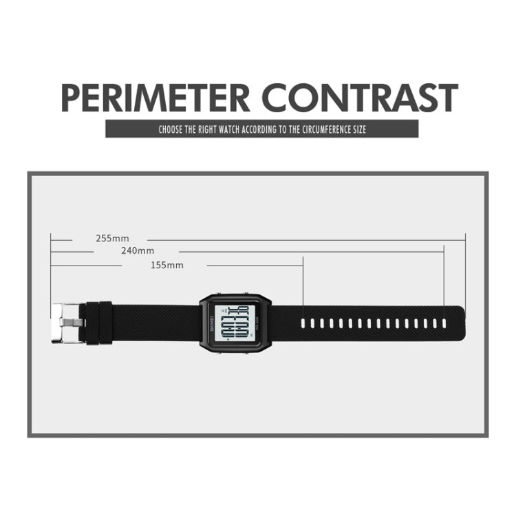 SKMEI 1866 Square Large Screen Men Steel Belt Multi-function Night Light Alarm Clock Watch(Rose Gold White Machine) - free shipping - PMC TechLife - Order now!
