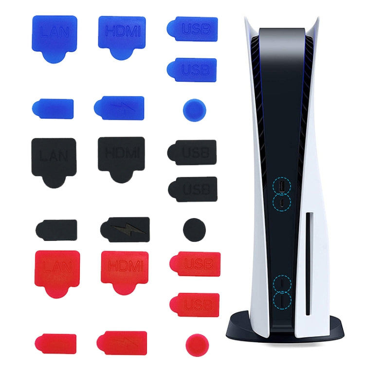 For PS5 2sets 7pcs/Set Dust Plug Silicone Dust Protector Anti-Dust Cover(Blue) - PS5 Spare Parts by PMC TechLife | Online Shopping South Africa | PMC TechLife