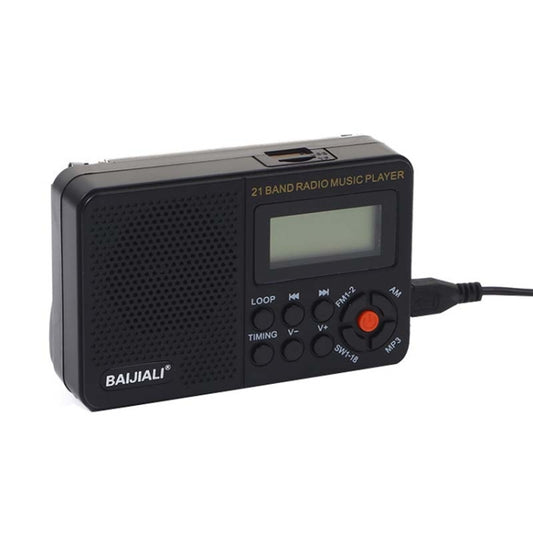 BAIJIALI BJL-166 Full Band Retro Radio Multifunctional Built-In Speaker Player(Black) - Radio Player by BAIJIALI | Online Shopping South Africa | PMC Jewellery | Buy Now Pay Later Mobicred