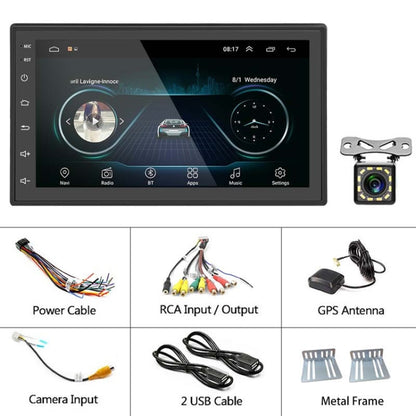 A2222KT 7 Inch Android Navigation WiFi Version 1+32G GPS Bluetooth 2.5D Screen Car Central Control MP5 Player, Style: Standard+12Lights Camera - Car MP3 & MP4 & MP5 by PMC Jewellery | Online Shopping South Africa | PMC Jewellery | Buy Now Pay Later Mobicred