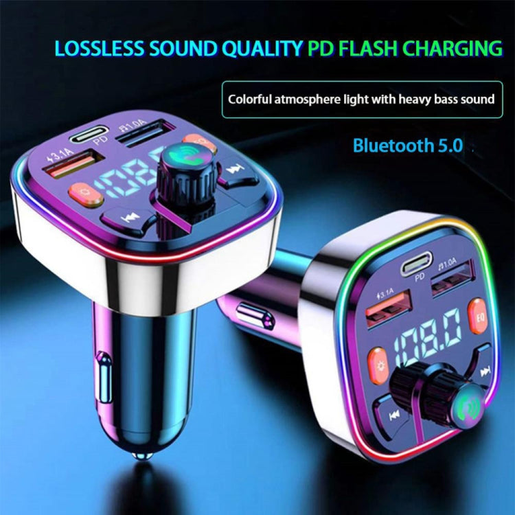 Q7 3.1A USB+PD Bluetooth Car Charger Car FM Transmitter Colorful Lighting - Bluetooth Car Kits by PMC Jewellery | Online Shopping South Africa | PMC Jewellery | Buy Now Pay Later Mobicred