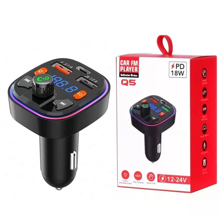 Q7 3.1A USB+PD Bluetooth Car Charger Car FM Transmitter Colorful Lighting - Bluetooth Car Kits by PMC Jewellery | Online Shopping South Africa | PMC Jewellery | Buy Now Pay Later Mobicred