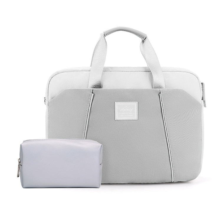 13.3-14 inch Computer Handheld Messenger Bag For Apple MacBook / Huawei / Xiaomi / Basne(Ladder hand gray+gray PU power package) - 13.3 inch by PMC TechLife | Online Shopping South Africa | PMC TechLife | Buy Now Pay Later Mobicred