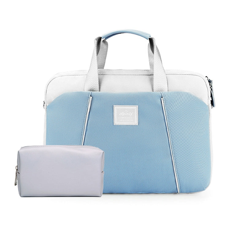 15.6 inch Computer Handheld Messenger Bag For Apple MacBook / Huawei / Xiaomi / Basne(Ladder tape light blue+gray PU power package) - 13.3 inch by PMC TechLife | Online Shopping South Africa | PMC TechLife | Buy Now Pay Later Mobicred