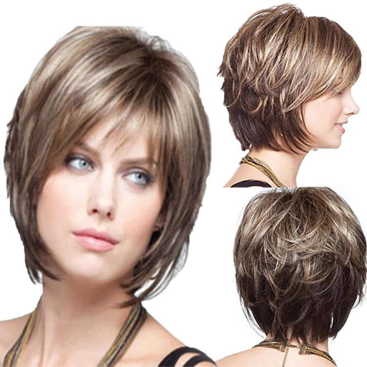 Wig-020 Mixed Color Women High Temperature Silk Curly Short Hair Wig - free shipping - PMC TechLife - Order now!