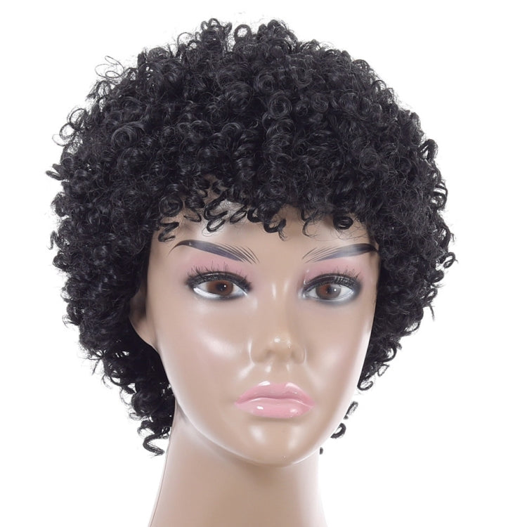 WIG-T003 Ladies High Temperature Silk Short Curly Wig Elastic Mesh Headgear(Black) - free shipping - PMC TechLife - Order now!