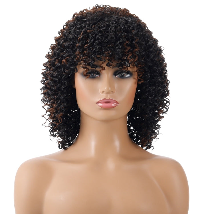 WIG-T130H Ladies Short Curly Hair High Temperature Silk Wig Chemical Fiber Headgear(Black Brown) - Wigs by PMC Jewellery | Online Shopping South Africa | PMC Jewellery