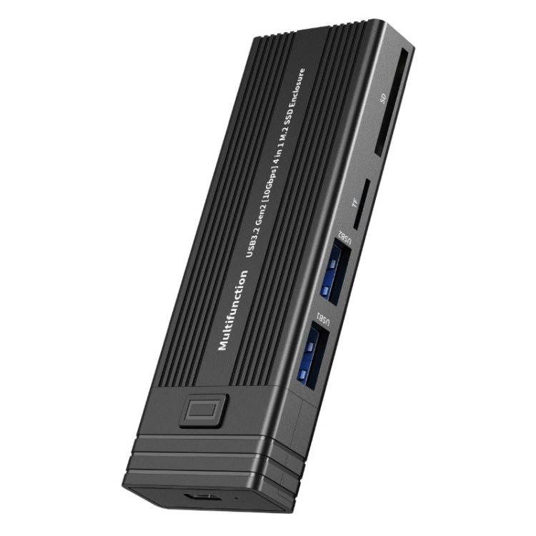 M.2 NVME SATA SSD Enclosure Adapter With 4 In 1 Hub USB 3.2 Gen 2 10Gbps HDD Adapter Support SD/TF Cardread(Black) - HDD Enclosure by PMC Jewellery | Online Shopping South Africa | PMC Jewellery | Buy Now Pay Later Mobicred