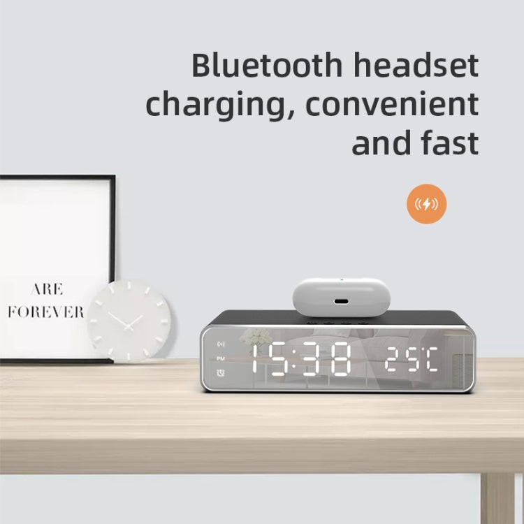 W258 With Clock / Temperature Display Desktop Phone / Earphone Wireless Charging(5W Silver) - Wireless Charger by PMC Jewellery | Online Shopping South Africa | PMC Jewellery | Buy Now Pay Later Mobicred