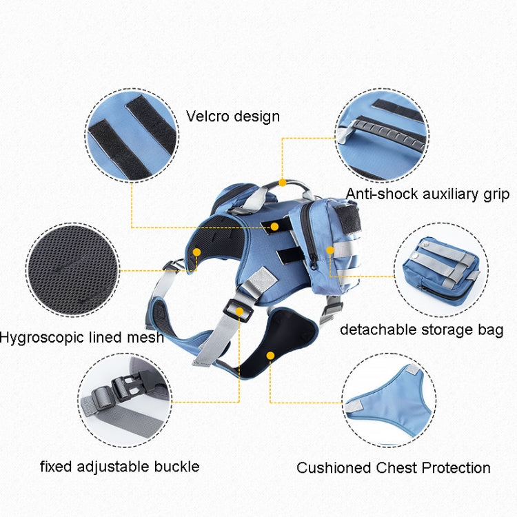 Dog Explosion-proof Chest Strap With Detachable Combination Backpack, Size: M(Lake Blue) - Leashes & Chest Strap by PMC TechLife | Online Shopping South Africa | PMC TechLife | Buy Now Pay Later Mobicred