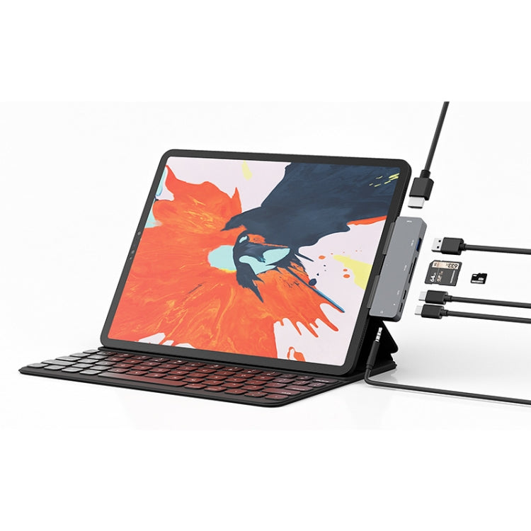 For IPad Pro 7-In-1 HDMI 4K + 3.5mm Audio + SD/TF+ 1 USB 3.0 + USB-C/Type-C + PD USB-C Docking Station - free shipping - PMC Jewellery - Order now!
