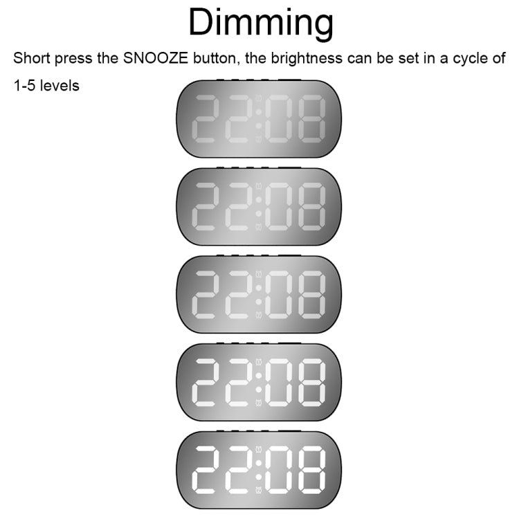 6637 LED Digital Display Temperature Electronic Clock Desktop Mirror Alarm Clock(Black Green Light) - free shipping - PMc TechLife - Order now!