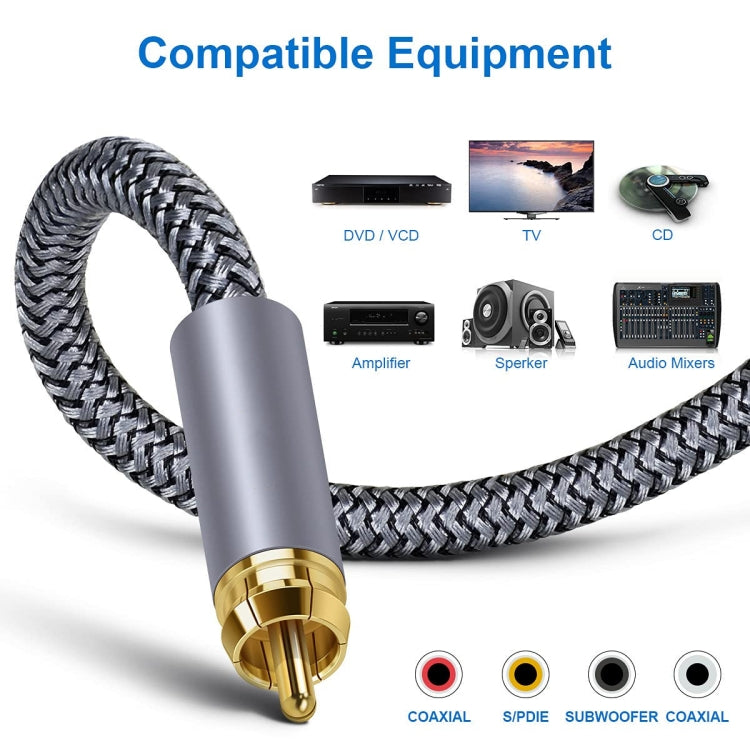 3m Pure Copper RCA Coaxial HIFI Digital Audio Cable SPDIF Subwoofer Speaker Cable(Silver Gray) - RCA Cable by PMC TechLife | Online Shopping South Africa | PMC TechLife