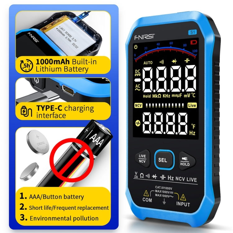 FNIRSI S1 Digital High Precision Fully Automatic Digital Multimeter(Blue) - free shipping - PMC TechLife - Order now!