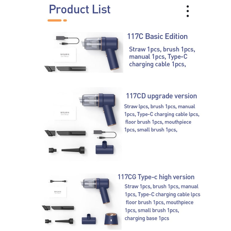 Small Wireless Charging Car Vacuum Cleaner Handheld High Power Vacuum Cleaner, Sort by color: 117C-Blue - Vacuum Cleaner by PMC TechLife | Online Shopping South Africa | PMC TechLife | Buy Now Pay Later Mobicred