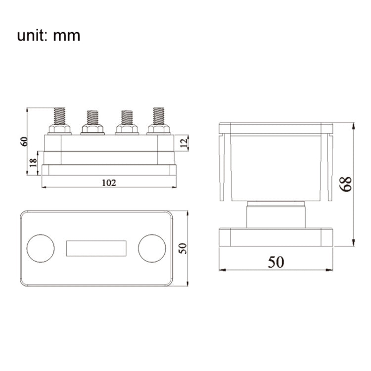 600A 48V RV&Ship Modification 4-way Large Electric DC Busbar(AOA4713CR-M10) - Marine Accessories & Parts by PMC TechLife | Online Shopping South Africa | PMC TechLife | Buy Now Pay Later Mobicred