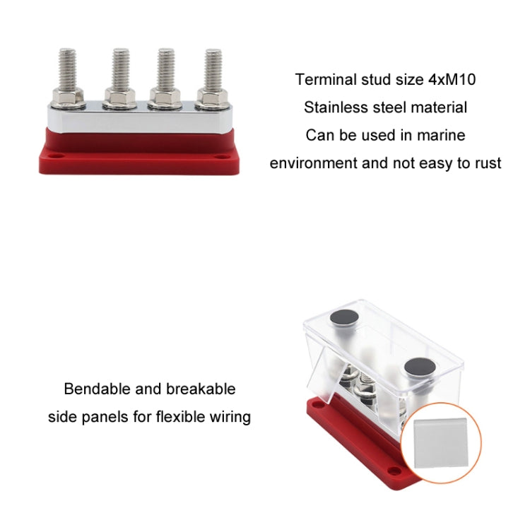 600A 48V RV&Ship Modification 4-way Large Electric DC Busbar(AOA4713CR-M10) - Marine Accessories & Parts by PMC TechLife | Online Shopping South Africa | PMC TechLife | Buy Now Pay Later Mobicred
