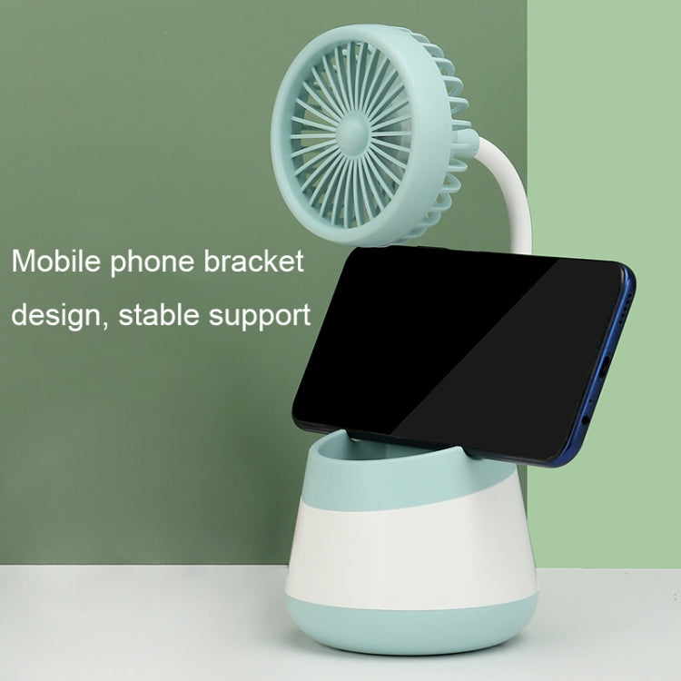 276A USB Charging Desktop Pen Holder Fan with Phone Holder Function Dormitory Portable Fan(Green) - Electric Fans by PMC TechLife | Online Shopping South Africa | PMC TechLife | Buy Now Pay Later Mobicred