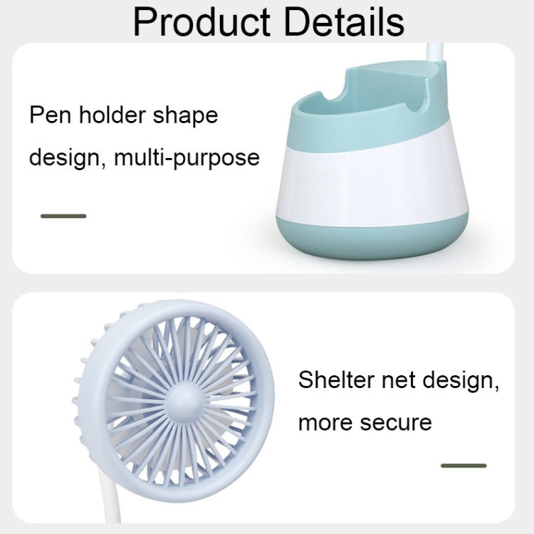 276A USB Charging Desktop Pen Holder Fan with Phone Holder Function Dormitory Portable Fan(Green) - Electric Fans by PMC TechLife | Online Shopping South Africa | PMC TechLife | Buy Now Pay Later Mobicred