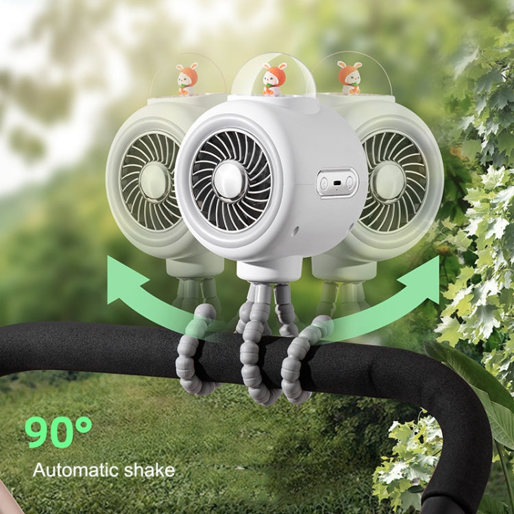 Baby Stroller Fan Home Mute Outdoor Cooling Portable Rabbit Octopus Fan Without Shake Head (White) - Electric Fans by PMC TechLife | Online Shopping South Africa | PMC TechLife | Buy Now Pay Later Mobicred