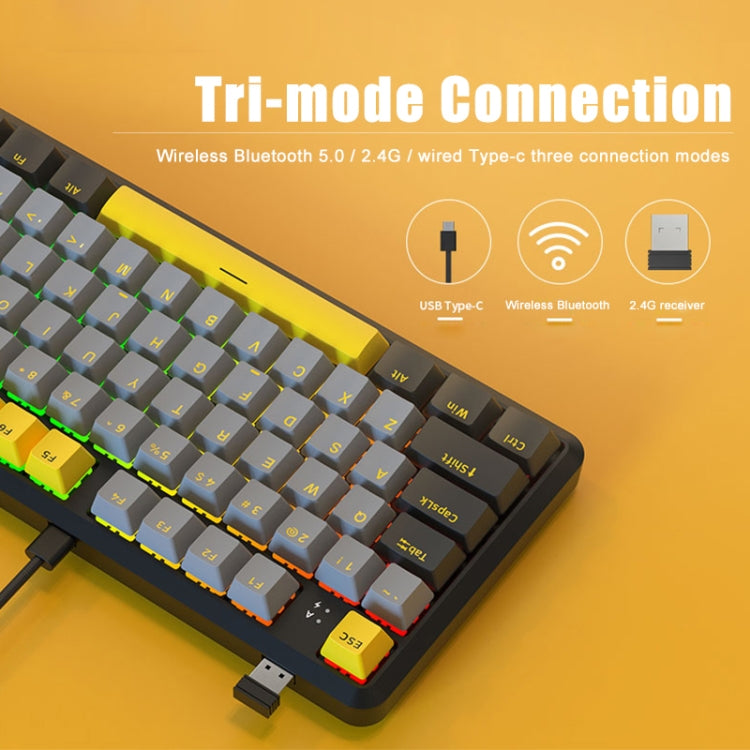 Ajazz K870T Pro 87 Keys Three Mode Wireless/Bluetooth/Wired Pluggable RGB Mechanical Keyboard Tea Shaft (Black) - free shipping - PMC Jewellery - Order now!