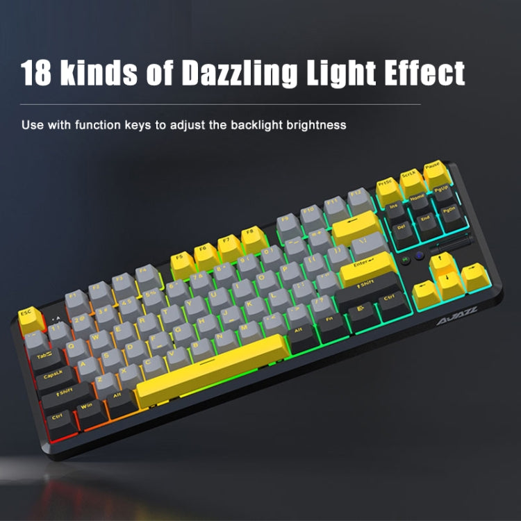 Ajazz K870T Pro 87 Keys Three Mode Wireless/Bluetooth/Wired Pluggable RGB Mechanical Keyboard Green Shaft (White) - free shipping - PMC Jewellery - Order now!