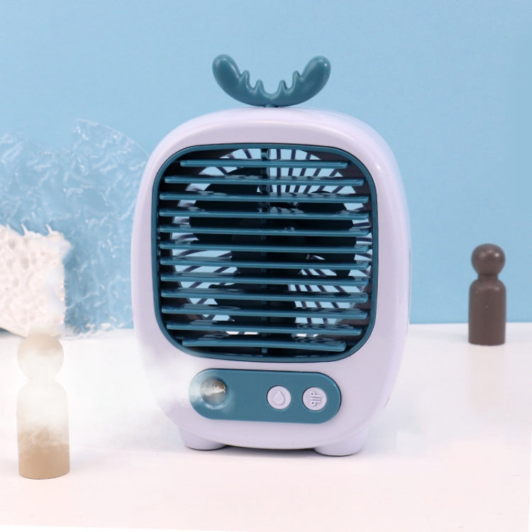 1315 Spray Humidification Hydrating Cartoon Fan USB Charging Desktop Fan(Deer Blue) - Electric Fans by PMC Jewellery | Online Shopping South Africa | PMC Jewellery | Buy Now Pay Later Mobicred