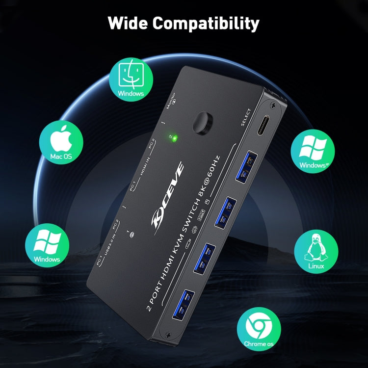 KC-KVM8201 USB3.0 Switch U Disk Printer Two Computers To Share 8K HDMI KVM Switch(Black) - Switch by PMC Jewellery | Online Shopping South Africa | PMC Jewellery | Buy Now Pay Later Mobicred