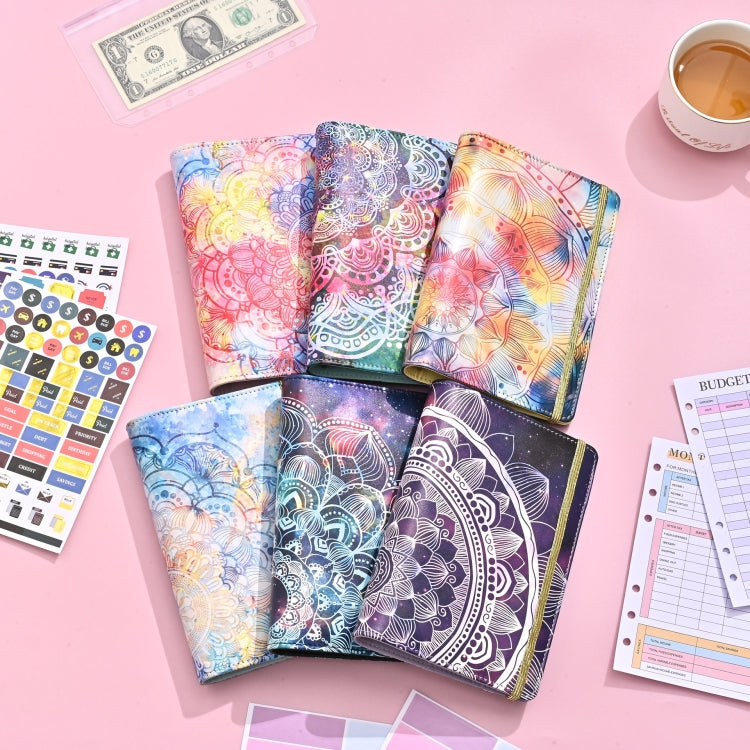 A6 Mandala Binder Financial Plan Notebook PU Leather Cash Budget Book(Fresh Blue) - Notebooks by PMC TechLife | Online Shopping South Africa | PMC TechLife | Buy Now Pay Later Mobicred