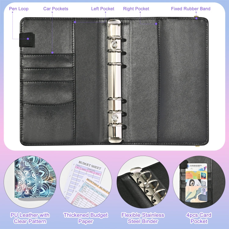 A6 Mandala Binder Financial Plan Notebook PU Leather Cash Budget Book(Vitality Green) - Notebooks by PMc TechLife | Online Shopping South Africa | PMc TechLife | Buy Now Pay Later Mobicred