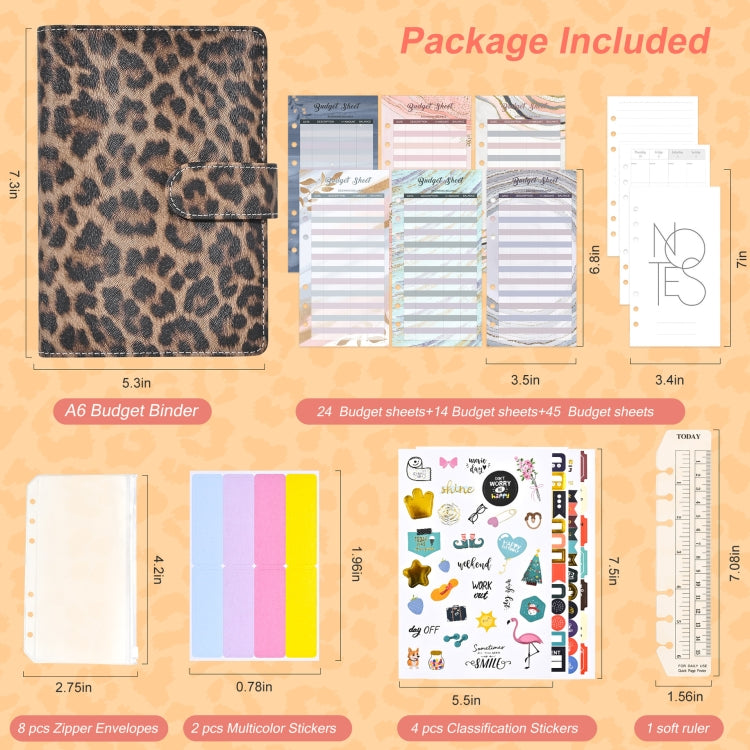 A6 Leopard Print Cash Budget Notebook  Loose Leaf Financial Management Notepad(Cow Pattern Black White) - Notebooks by PMc TechLife | Online Shopping South Africa | PMc TechLife | Buy Now Pay Later Mobicred