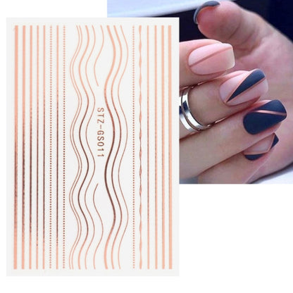 Gold Silver Manicure Stickers Imitation Metal Line Adhesive Nail Stickers(Stz-GS011 Rose Gold) - Nail Stickers by PMC Jewellery | Online Shopping South Africa | PMC Jewellery | Buy Now Pay Later Mobicred