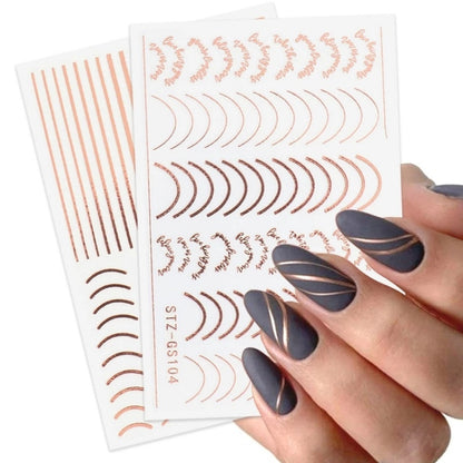 Gold Silver Manicure Stickers Imitation Metal Line Adhesive Nail Stickers(Stz-GS004 Rose Gold) - Nail Stickers by PMC Jewellery | Online Shopping South Africa | PMC Jewellery | Buy Now Pay Later Mobicred