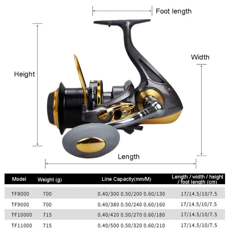 TF8000 Long-distance Casting Reel Large Gapless Sea Rod Fishing Reel Spinning Reel - Fishing Reels by PMC Jewellery | Online Shopping South Africa | PMC Jewellery