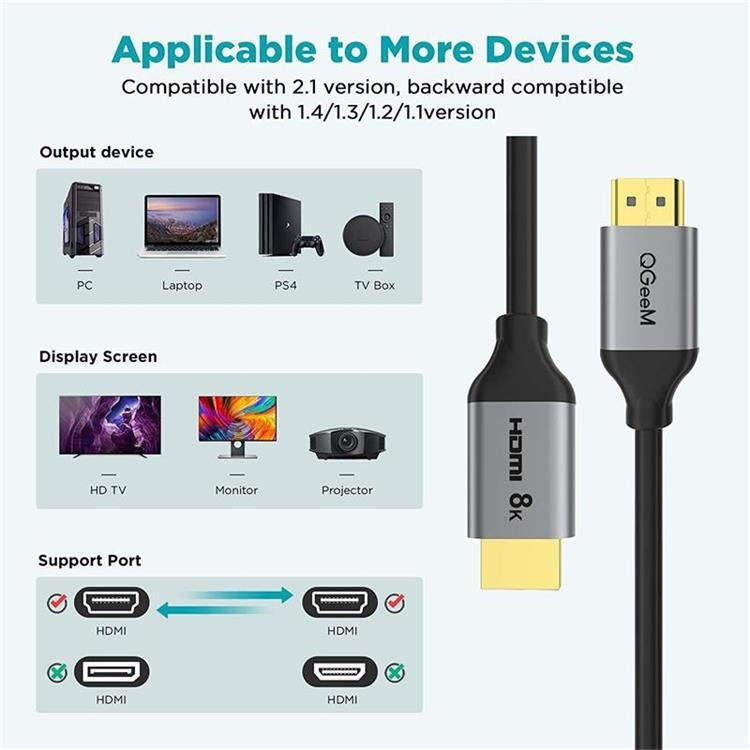 QGeeM QG-AV17 HDMI To HDMI Connection Cable Support 8K&60Hz 3m Length - free shipping - PMC Jewellery - Order now!