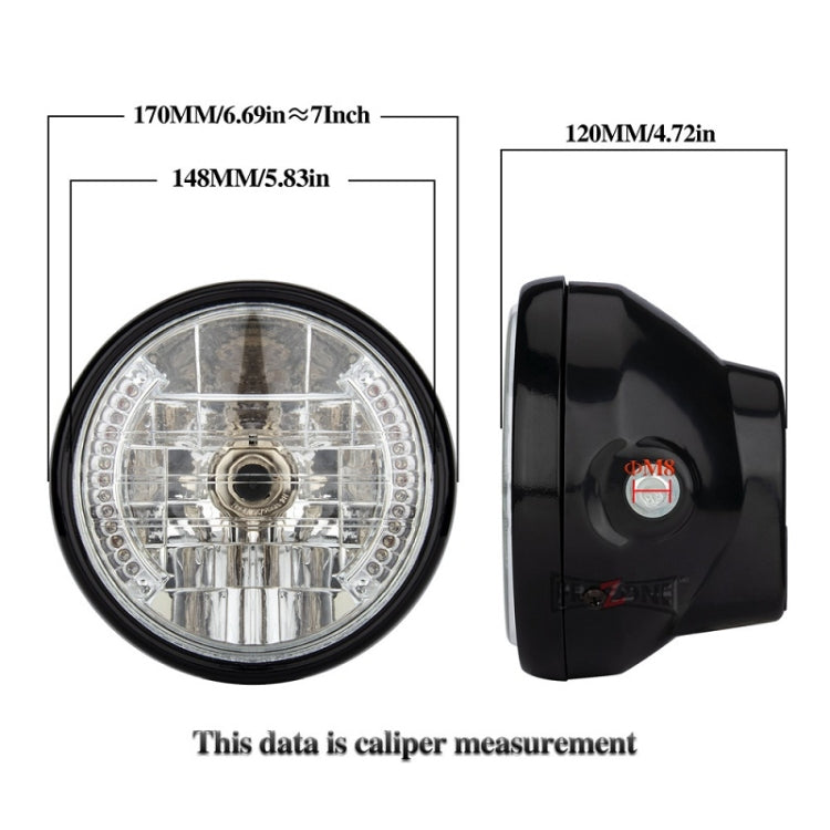 Motorcycle 7 Inch LED Headlamp Angel Ring Steering Function With Bracket(Shock Absorber Diameter 28-36mm) - Headlights by PMC TechLife | Online Shopping South Africa | PMC TechLife | Buy Now Pay Later Mobicred