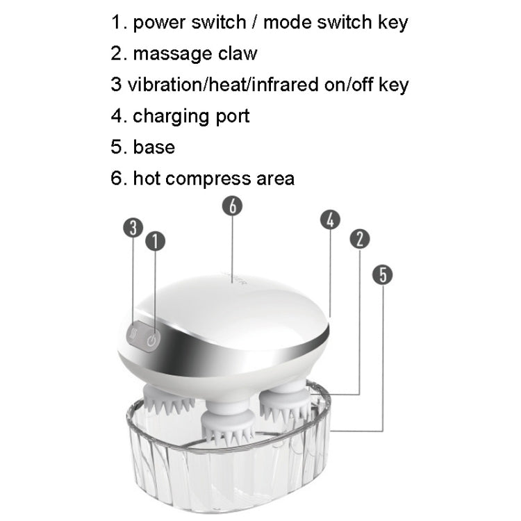 K111 Hot Compress Red Light Head Massager Electric Kneading Vibration Waterproof Head Instrument, Size: English Version(White) - Massage & Relaxation by PMC TechLife | Online Shopping South Africa | PMC TechLife