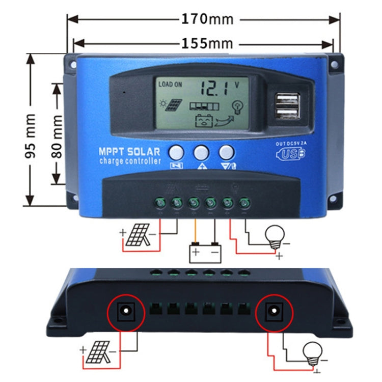 YCX-003 30-100A Solar Charging Controller with LED Screen & Dual USB Port Smart MPPT Charger, Model: 12/24V 30A - Others by PMC Jewellery | Online Shopping South Africa | PMC Jewellery