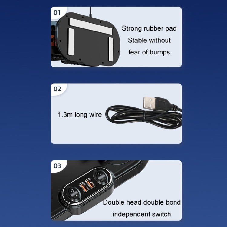 F621 Car Rotatable Turntable Silent Car Double Head Fan, Model: USB - Heating & Fans by PMC TechLife | Online Shopping South Africa | PMC TechLife | Buy Now Pay Later Mobicred