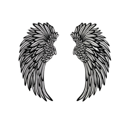 1pair 45cm Double Sided Black Engraved Metal LED Angel Wings Wall Hanging Decoration With Lights - Ornaments by PMC Jewellery | Online Shopping South Africa | PMC Jewellery