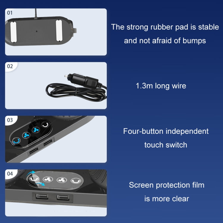 F623 12V/24V Vehicle Electric Oscillating Head Rotatable Double Head Fan (Basic) - Heating & Fans by PMC TechLife | Online Shopping South Africa | PMC TechLife | Buy Now Pay Later Mobicred
