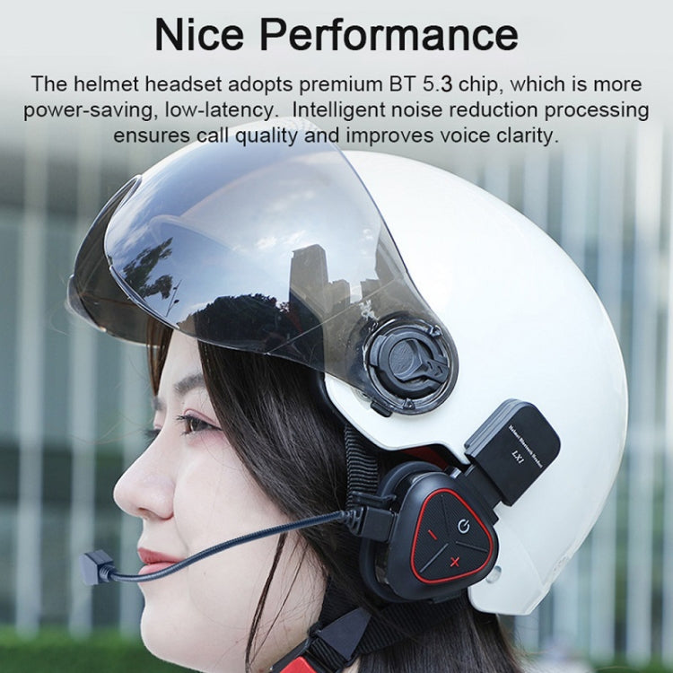 LX1 Motorcycle Half Helmet Waterproof Wireless 5.3 Bluetooth Headset, Version: English(Classic Red) - Motorcycle Walkie Talkie by PMC Jewellery | Online Shopping South Africa | PMC Jewellery | Buy Now Pay Later Mobicred