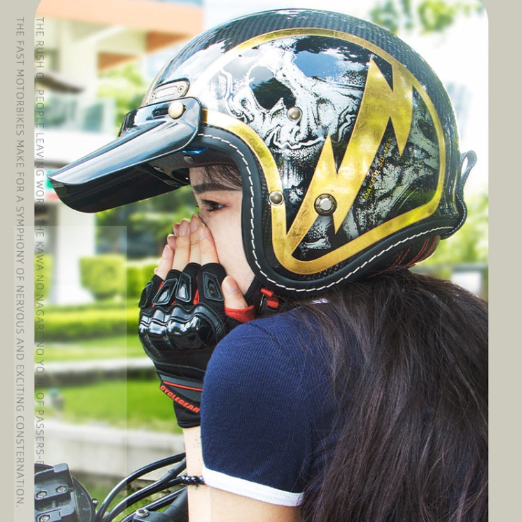 SOMAN Motorcycle Four Seasons Carbon Fiber Half Helmet, Color: Carbon Fiber Silver Lightning(L) - Helmets by SOMAN | Online Shopping South Africa | PMC Jewellery | Buy Now Pay Later Mobicred